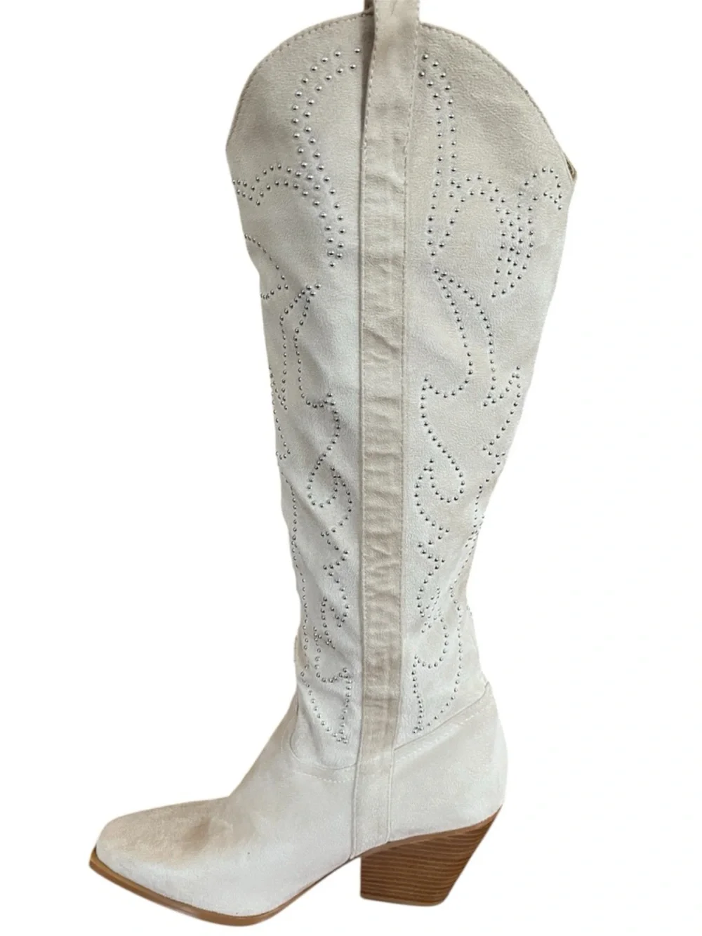Billini Celara Cream Western Tall Suede Boots with studded detail Size 10